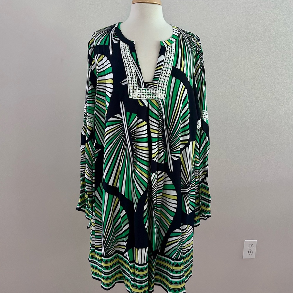 Croft & Ivy it’s a Plus Size 3X it’s Tropical Palm Leaf Mini Dress